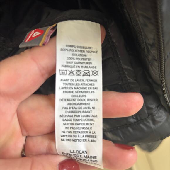 L.L. Bean Men's Black Puffer Jacket Warm Lightweight Packable Size L - Picture 6 of 7